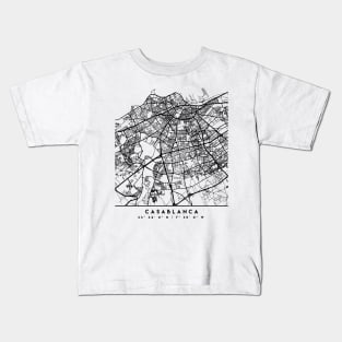 CASABLANCA MOROCCO BLACK CITY STREET MAP ART Kids T-Shirt